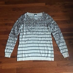 J Crew sequins and stripe sweater